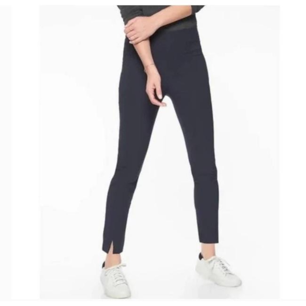 Athleta Wander Dark Navy Slim Fit Slit Pull On Pants Size 4